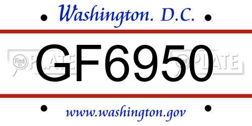 GF6950 District Of Columbia License Plate
