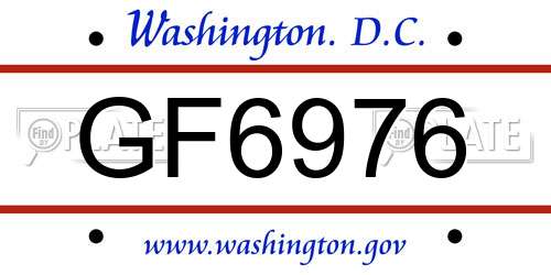 GF6976 District Of Columbia License Plate