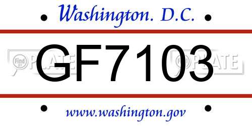 GF7103 District Of Columbia License Plate