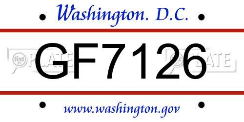 GF7126 District Of Columbia License Plate