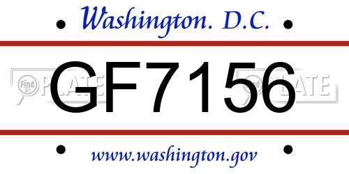 GF7156 District Of Columbia License Plate