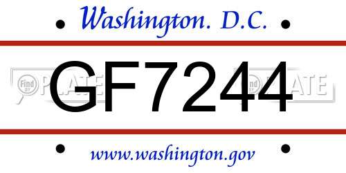 GF7244 District Of Columbia License Plate