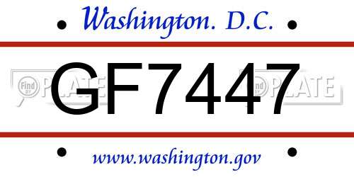 GF7447 District Of Columbia License Plate