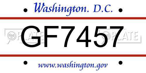 GF7457 District Of Columbia License Plate