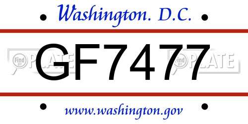 GF7477 District Of Columbia License Plate