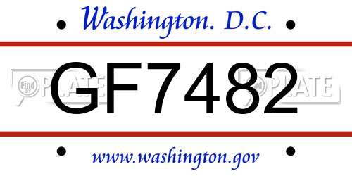 GF7482 District Of Columbia License Plate