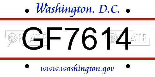 GF7614 District Of Columbia License Plate