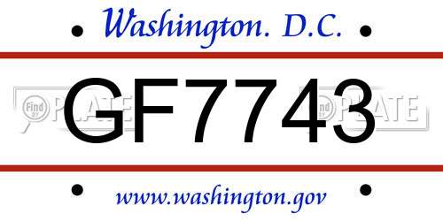 GF7743 District Of Columbia License Plate