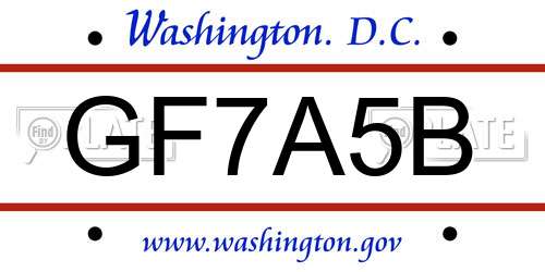GF7A5B District Of Columbia License Plate