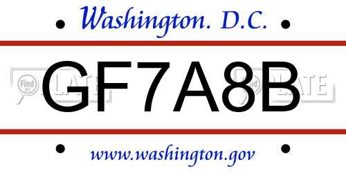 GF7A8B District Of Columbia License Plate