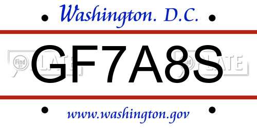 GF7A8S District Of Columbia License Plate