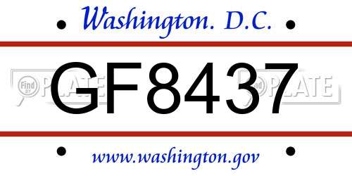 GF8437 District Of Columbia License Plate