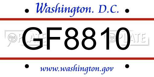 GF8810 District Of Columbia License Plate