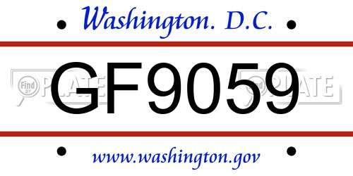 GF9059 District Of Columbia License Plate
