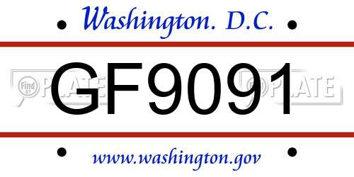 GF9091 District Of Columbia License Plate