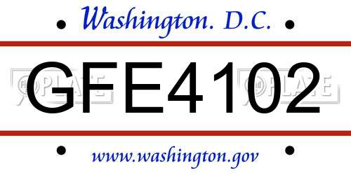 GFE4102 District Of Columbia License Plate