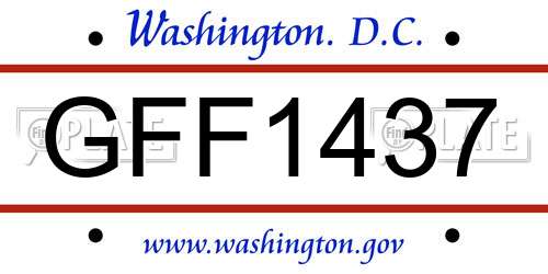 GFF1437 District Of Columbia License Plate
