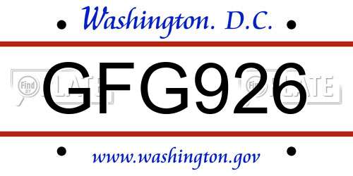 GFG926 District Of Columbia License Plate