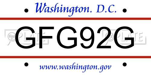 GFG92G District Of Columbia License Plate