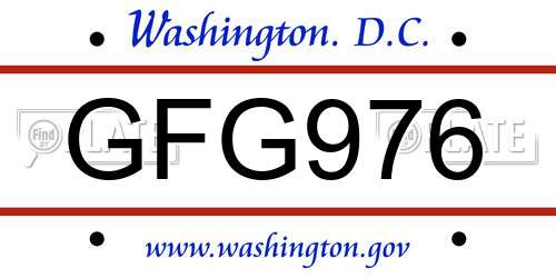 GFG976 District Of Columbia License Plate