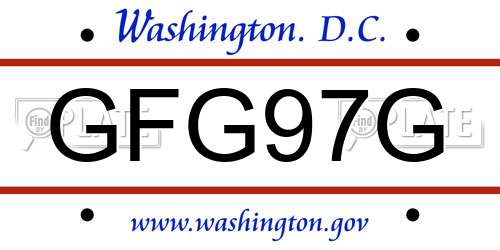 GFG97G District Of Columbia License Plate