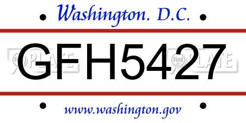 GFH5427 District Of Columbia License Plate
