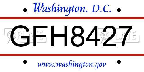 GFH8427 District Of Columbia License Plate
