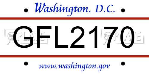 GFL2170 District Of Columbia License Plate