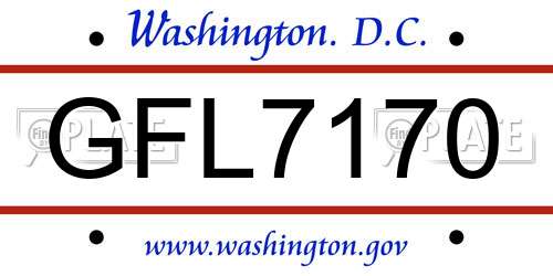 GFL7170 District Of Columbia License Plate