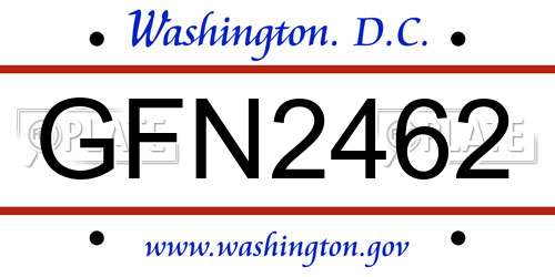 GFN2462 District Of Columbia License Plate