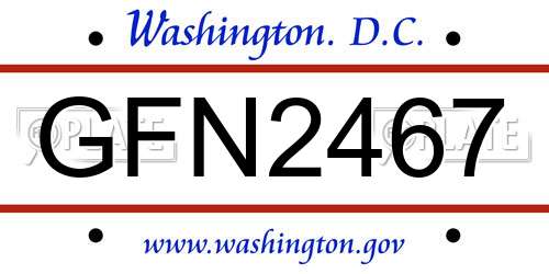 GFN2467 District Of Columbia License Plate