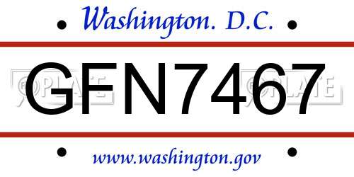 GFN7467 District Of Columbia License Plate