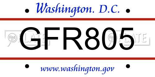 GFR805 District Of Columbia License Plate