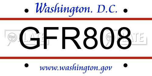 GFR808 District Of Columbia License Plate