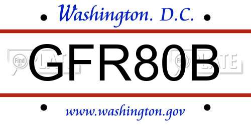 GFR80B District Of Columbia License Plate