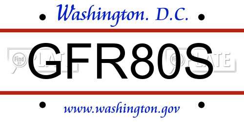 GFR80S District Of Columbia License Plate