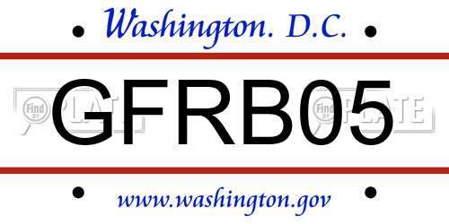 GFRB05 District Of Columbia License Plate