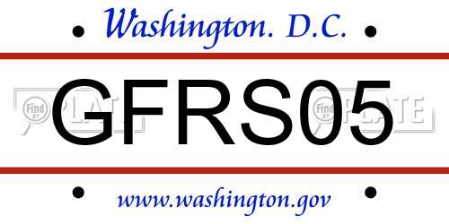 GFRS05 District Of Columbia License Plate