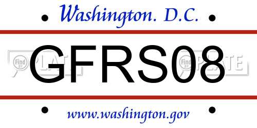 GFRS08 District Of Columbia License Plate