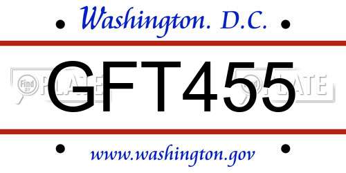 GFT455 District Of Columbia License Plate