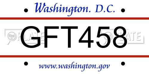 GFT458 District Of Columbia License Plate
