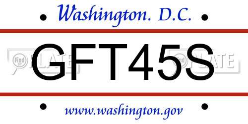 GFT45S District Of Columbia License Plate