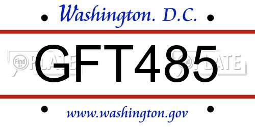 GFT485 District Of Columbia License Plate