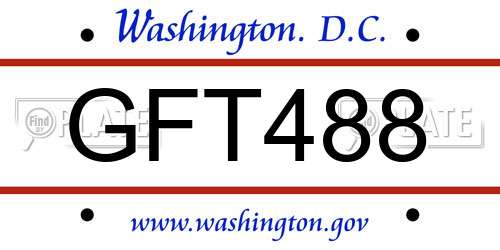 GFT488 District Of Columbia License Plate