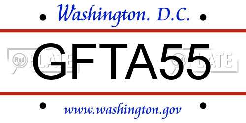 GFTA55 District Of Columbia License Plate