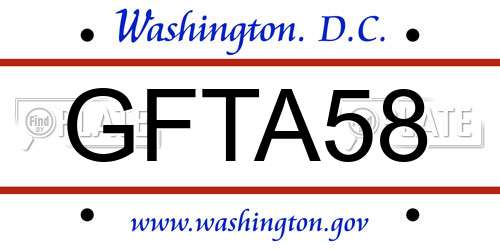 GFTA58 District Of Columbia License Plate