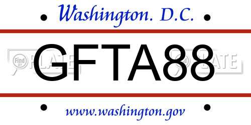 GFTA88 District Of Columbia License Plate