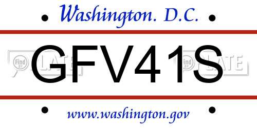 GFV41S District Of Columbia License Plate