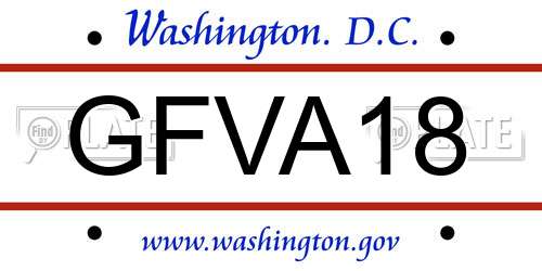 GFVA18 District Of Columbia License Plate
