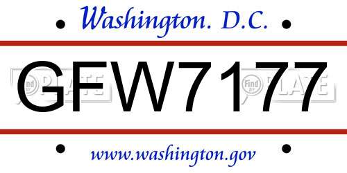 GFW7177 District Of Columbia License Plate